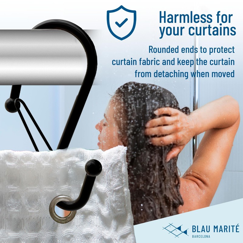 Blau Marité Set of 12 Black Metal S Hook Shower
