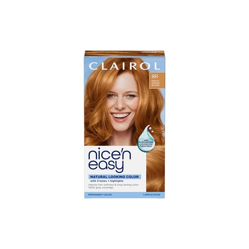 Clairol Nice'N Easy Crème 8R Medium Reddish Blonde (1 Kit)