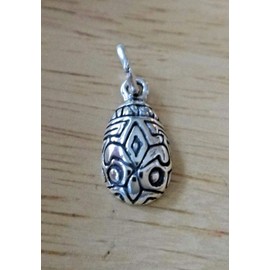 Sterling Silver 11x8mm Fleur de Lis Ukrainian Style Decorated Easter Egg Charm - Jewelry Making DIY Crafting Charm Beads for Bracelets