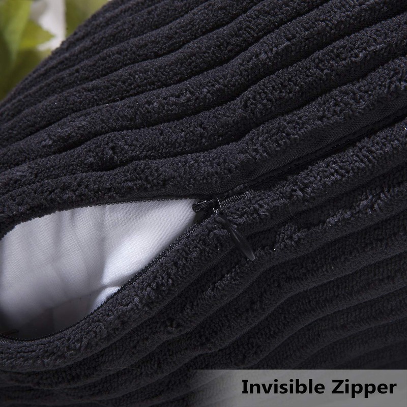 Home Brilliant Rectangle Throw Pillow Super Soft Striped Corduroy Solid