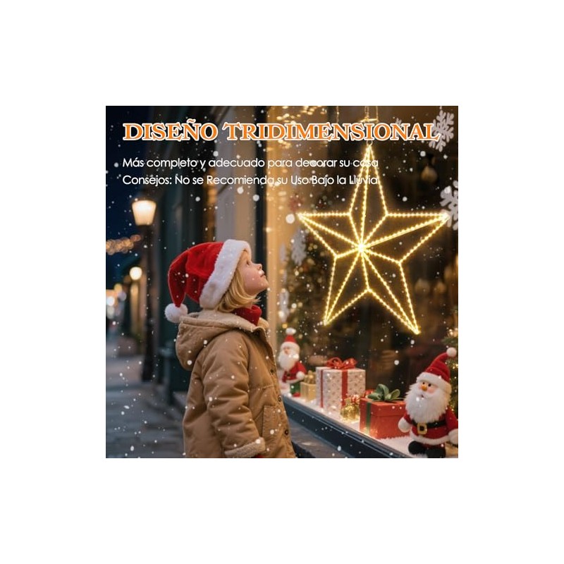 Quntis 282 Leds Luces Navideñas de Estrellas 3D Grande, 50cm