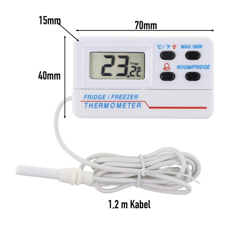 Digital Gefrierschrank oder Kühlschrank Thermometer mit Alarm-Funktion und max/min Funktion