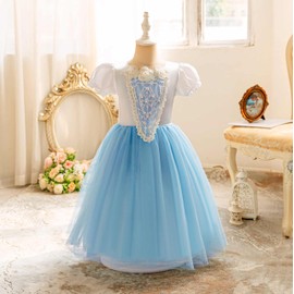 Iceluxiiis 4pcs Princess Dress Up for Girls 4-13, Roleplay Costume & Crown, Party Dress, Toddler Christmas & Birthday Gifts