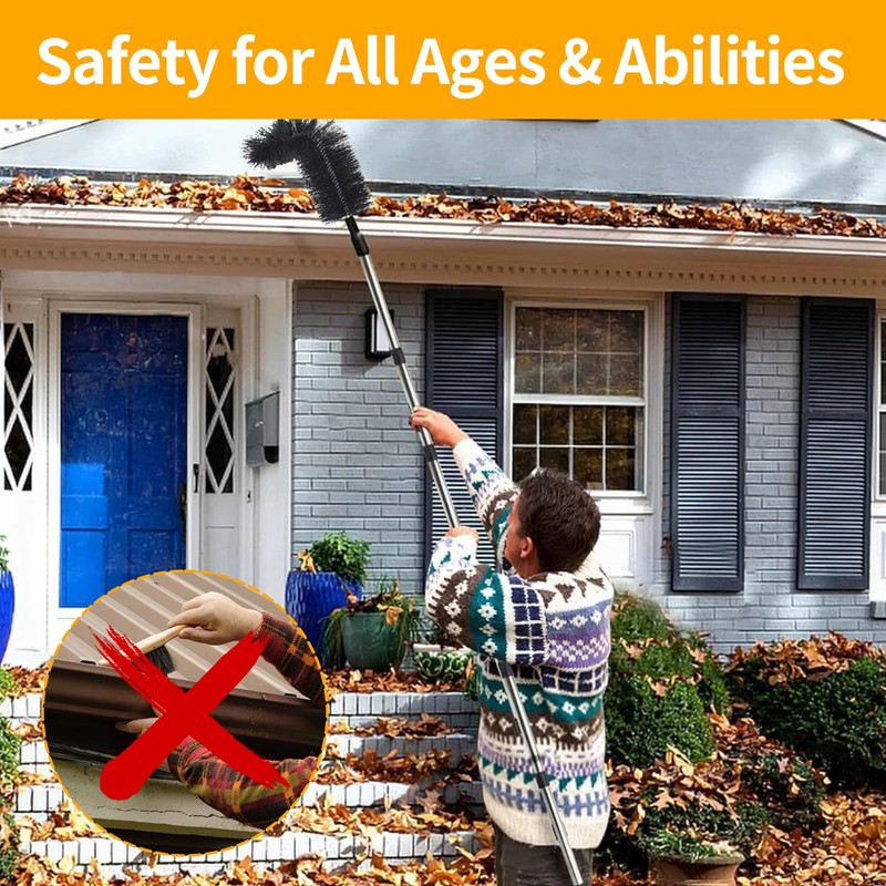 10.5FT Gutter Cleaning Tools from The Ground, Adjustable Rain Gutter