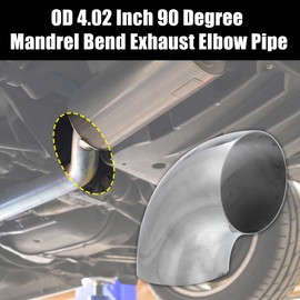 X AUTOHAUX 1pcs OD 4 Inch 90 Degree Mandrel Bend Elbow SS304 Stainless Steel Bend Tube Exhaust Elbow Pipe for Car Modified Exhaust System 4" Piping Silver Tone