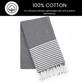 DESTIN HOME Turkish Peshtemal Beach Towels Cotton Set of 4-36x71 Inch - Soft, Lightweight, Quick-Drying, and Absorbent for Beach Pool Spa Picnic Travel or Bath Use - Sand-Free Turkish Towels Black