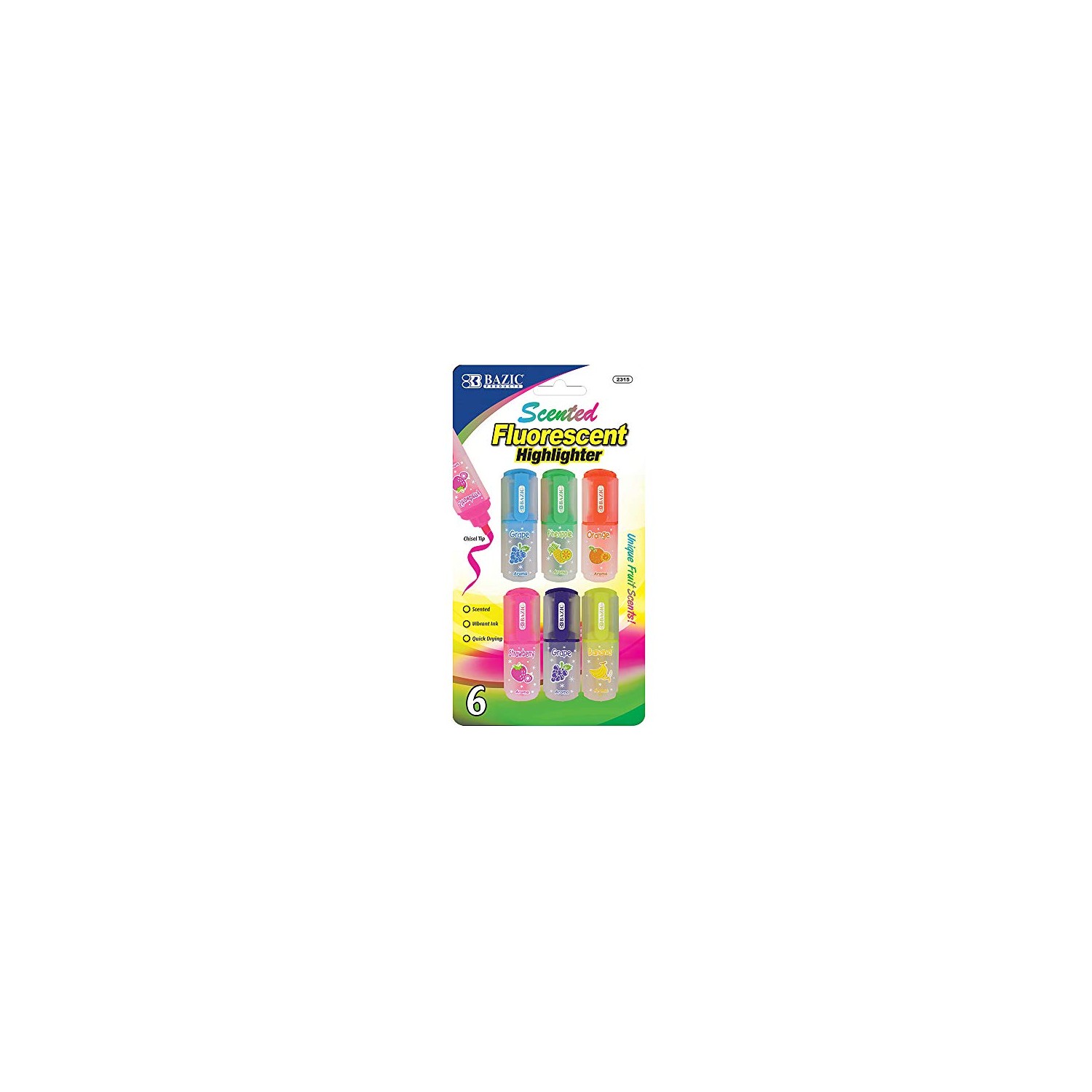 BAZIC Fruit Scented Highlighters, Chisel Broad Line Fine Point Mini ...