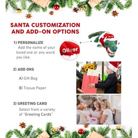 DolliBu Santa Green Alligator Stuffed Animal Plush Toy - Super Soft Wild Animal Dress Up with Red Santa Claus Outfit, Cute Wildlife Gift, Holiday with Name Personalization - 18 Inches