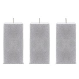 Mega Candles 3 pcs Unscented Solid Square Silver Pillar Candles, Hand Poured Premium Wax Candle 3 Inch x 6 Inch, Home Décor, Wedding Centerpieces, Occasions, Events, Festivities, Holidays, Altar