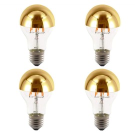 K JINGKELAI Half Chrome Light Bulb A60 6W(60W Equivalent) LED Filament Vintage Edison Bulb with Half Chrome Gold,for Home Lighting,Warm White 2700K,4 Pack