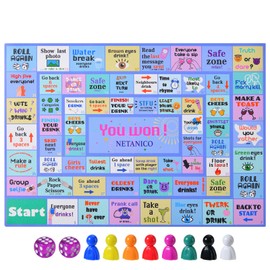 NETANICO Drinking Games,Leather Mat Drinking Board Game for Adults,Interactive Girls Night Drinking Games,Bachelorette Party Games,Age 21+,2-8 Players