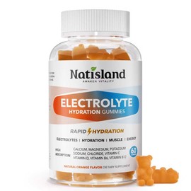 Electrolyte Gummies for Hydration, Electrolyte Chewables for Kids & Adults, with Potassium, Magnesium, Calcium, Sodium, Chloride for Runners and Endurance Sports, Orange Flavor, Vegan, 60 Chews