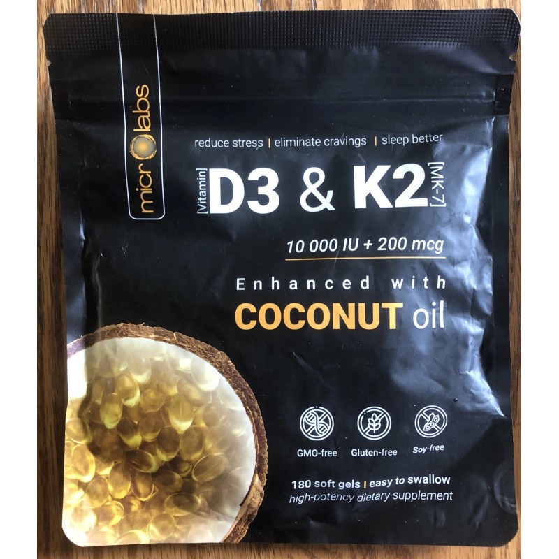 MicroLabs 4-MicroLabs Vitamin D3 &K2 w/Coconut 10,000 IU 200 mcg