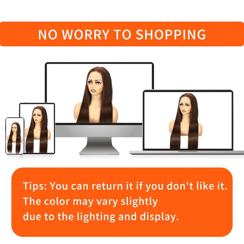 DJFG 34 Inch Chocolate Brown Lace Front Wig Brown Lace