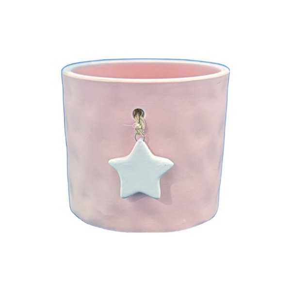 New 4" Pastel Pink Color with White Star Charm on