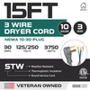 Iron Forge Cable 3 Prong Dryer Cord, 15 Ft -