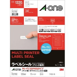 A-One 31270 Label Stickers, Removable, Round Corners, 120 Sides, 11 Sheets, White Type
