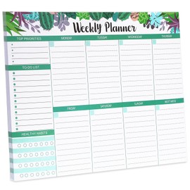 Weekly To Do List Notepad, 7.5 x 10in Weekly Planner Notepad, 52 Page 100gsm Tear-Off Pages Undated Weekly Desk Planner with Top Priorities and To Do List, Planner Habit