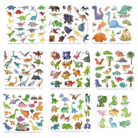 VERKSTAD Tattoos for Kids, 100+ Mixed Styles Temporary Tattoos Stickers Set for Boys and Girls, Dinosaur Tattoos for Kids Birthday Party Christmas Gifts 9 Sheets