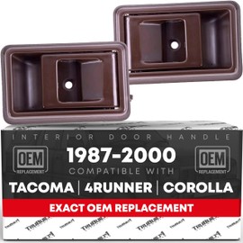 Front & Rear Interior Driver & Passenger Door Handle Set - Compatible with 1995-2000 Toyota Tacoma, 89-95 4Runner, 88-92 Corolla Geo Prizm, 89-95 Pickup - Brown - OEM 69206-04010-B, 69205-04010-B