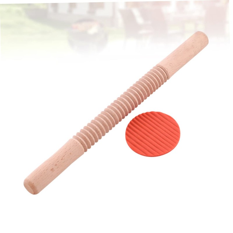 CIYODO Ridged Rolling Pin for Baking Wooden Pasta Rolling Stick