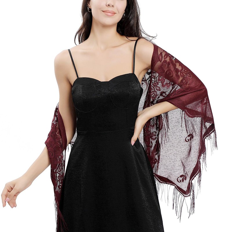 Ladiery Women's Shawl Pashmina Scarf, Purplish red