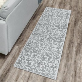Morebes Vintage Washable Runner Rug, 2x6 Runners for Hallways Non-Slip Grey Soft Kitchen Runner Rug, Soft Thin-Ultra Distressed Carpet Runner for Laundry Bedroom Living Room