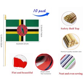 10 Pack Dominic Flags - DO Handheld Flag- 5x8 in,Dominican Mini Flag. Suitable For Party Decorations, Store Displays, Bar Decorations And National Day Parades.