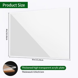 Lesnlok 6 Pieces 4 x 6 Acrylic Sheet 1/8”Thick 3mm Clear Plexiglass Sheet, for Sign,Craft, Photo Frame, DIY Display Projects…(6, 4 x 6 x 1/8)