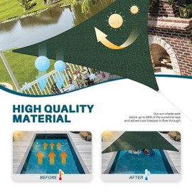 Coarbor 20'x27'x34' Sun Shade Sail Right Triangle Canopy Sunshine Block Heavy Duty Shade Fabric Cover for Outdoor Pergola Yard Patio Deck Carport Garden (Green)