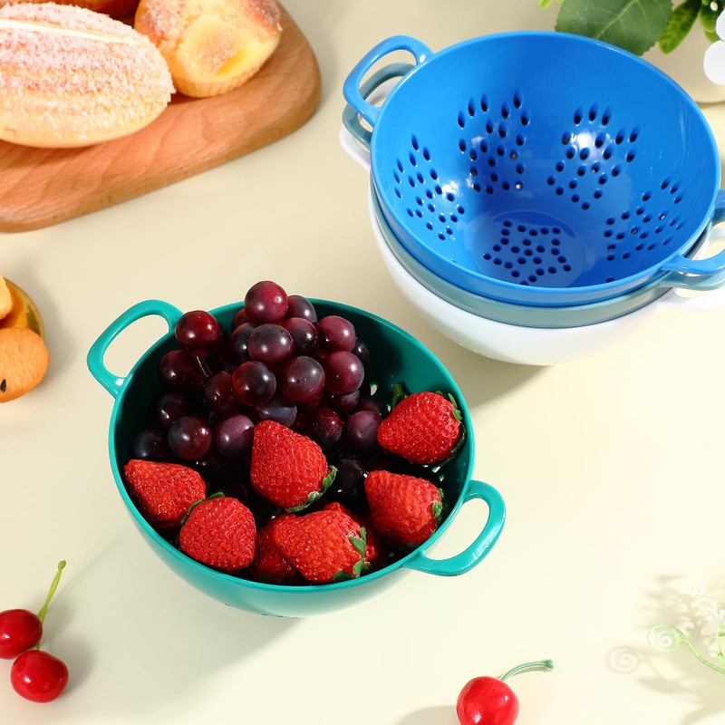 Baderke 4 Pack Mini Colander for Kitchen Plastic Berry Strainer