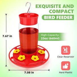 Hummingbird Feeders for Outdoors Hanging ant and Bee Proof, Plastic Hummingbird Feeder ant Guard 23 OZ, Bird Feeder for Outside