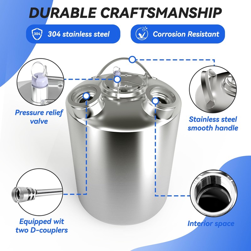 DRKSBesto 2.5 Gallon / 10 L Kegerator Cleaning Kit, 304
