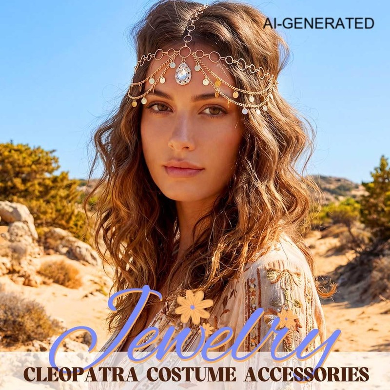 Sixexey Boho Sequin Head Chain Egyptian Gold Headpiece for Women