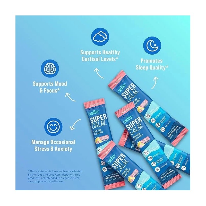 nello SUPER CALM Calming Drink Mix Raspberry Lemonade 20 servings