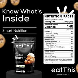 EatThis Superfood Roasted Foxnuts (Makhana), BBQ | Healthy Snack | Pack of 4-12 oz Total | Vegan, Gluten-Free, High Protein, Non-GMO, Guilt free