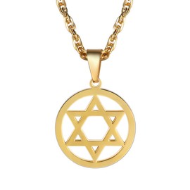 PROSTEEL Magen Star of David Necklace Men Bat Mitzvah Hanukkah 18K Gold Plated Pendant Israel Judaica Hebrew Jewish Jewelry