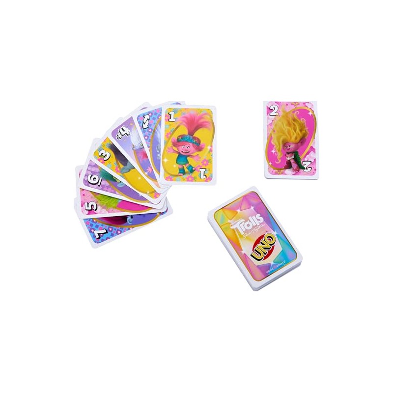 Mattel Games, UNO Juego de Cartas Trolls 3 para niños