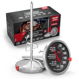 AWLKIM 2 Pack Stainless Steel Meat Thermometer, Safe Leave in Oven, 2.5-in Extra-Large Dial Food Thermometer for Cooking, Temperature Probe for Baking, Steak, Turkey - Kitchen Gadgets - Black