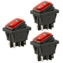 ETOPARS Pack of 3 12 V 20 A Rocker Switch Car Rocker Switch Red Illuminated Light On/Off/On Momentary Switch Reset Pressure Switch Button Waterproof 6 Pin DPDT Boat