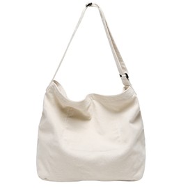 ARIALK Tote Bag, Canvas Shoulder Bag, Large Capacity, Overnight Travel, Canvas Tote, Eco Bag, Canvas, Shoulder Bag, Shopping Bag, Simple Zipper, A4, Women's, Men's, Plain, Keyring Included, 1 beige