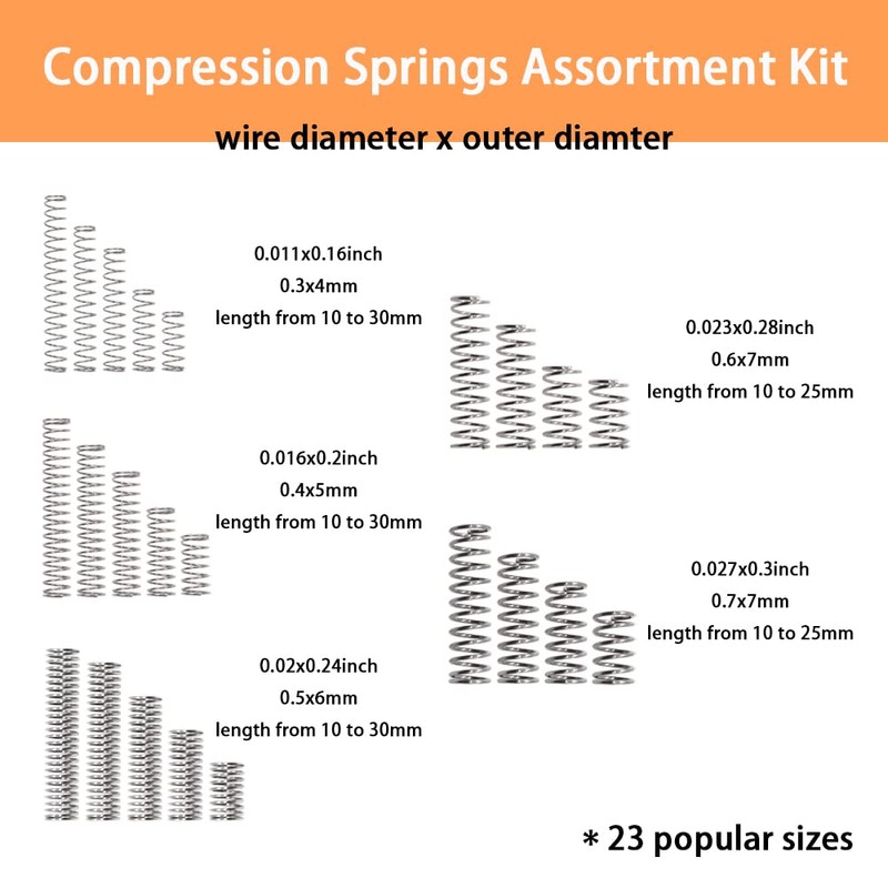Dianrui 300PCS Compression Springs Assortment Kit 23 Different Sizes Small