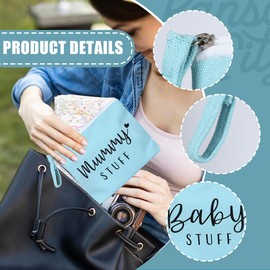 VONJUMA 2 Pieces Gifts for Mum for Birth Baby Junk Cosmetic Bag for Expectant Mum Mother Bag with Zip Baby Shower Gifts Makeup Bag New Mother Gifts Blue Lake