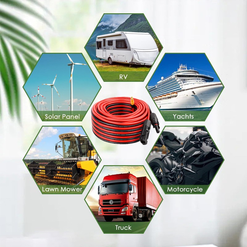 MOOKEERF Solar to XT60 Extension Cable 10AWG 6FT Solar Connector