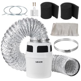VEVOR 3-in-1 Indoor Dryer Vent Kit, with Bucket for Electric Dryer with 4-Inch by 5-Feet Extendable Exhaust Hose, Premium Quality & Light Weight & No Extra Accessories Required for Apartments, RVs