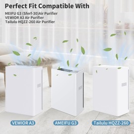 G3 A3 HEPA Filter Compatible with AMEIFU G3 (Sferf-30)（FXAP2W） Air Purifi er, VEWIOR A3 Air Purifi er & Tailulu HQZZ-260 Air Purifi er,3-in-1 True HEPA Air Cleaner Filter,4 Pack