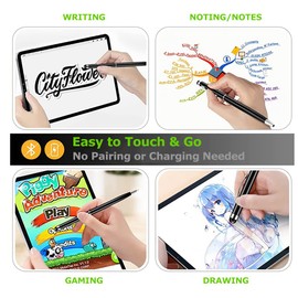 PRO Stylus Pen for Infinix Hot 8 with Ink, High Accuracy, Extra Sensitive, Compact Form for Touch Screens [3 Pack-Black-Red-Silver]