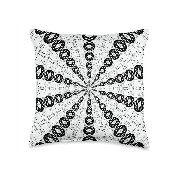 Starlight Speeding Mid-Century Pattern Black On White Throw Pillow