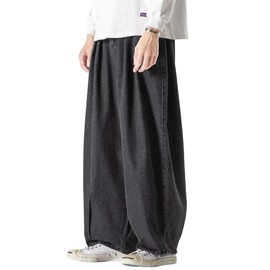 DOSLAVIDA Men's Hip Hop Jean Joggers Loose Fit Streetwear Biker Baggy Jeans Pants Stylish Printed Cargo Denim Pants