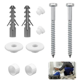 Toilet Fixing Kit, Toilet Seat Fastener Bolt Kit with Anchor Bolts, Plastic Washers, M6x70mm Screws for Bathroom Floor Bidet Installation